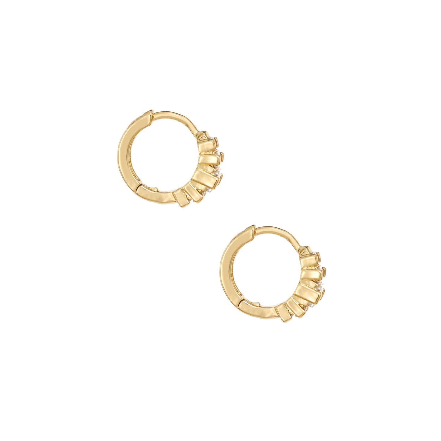 Ettika Women's Diamond Shine Crystal 18k Gold Plated Mini Hoop Earrings