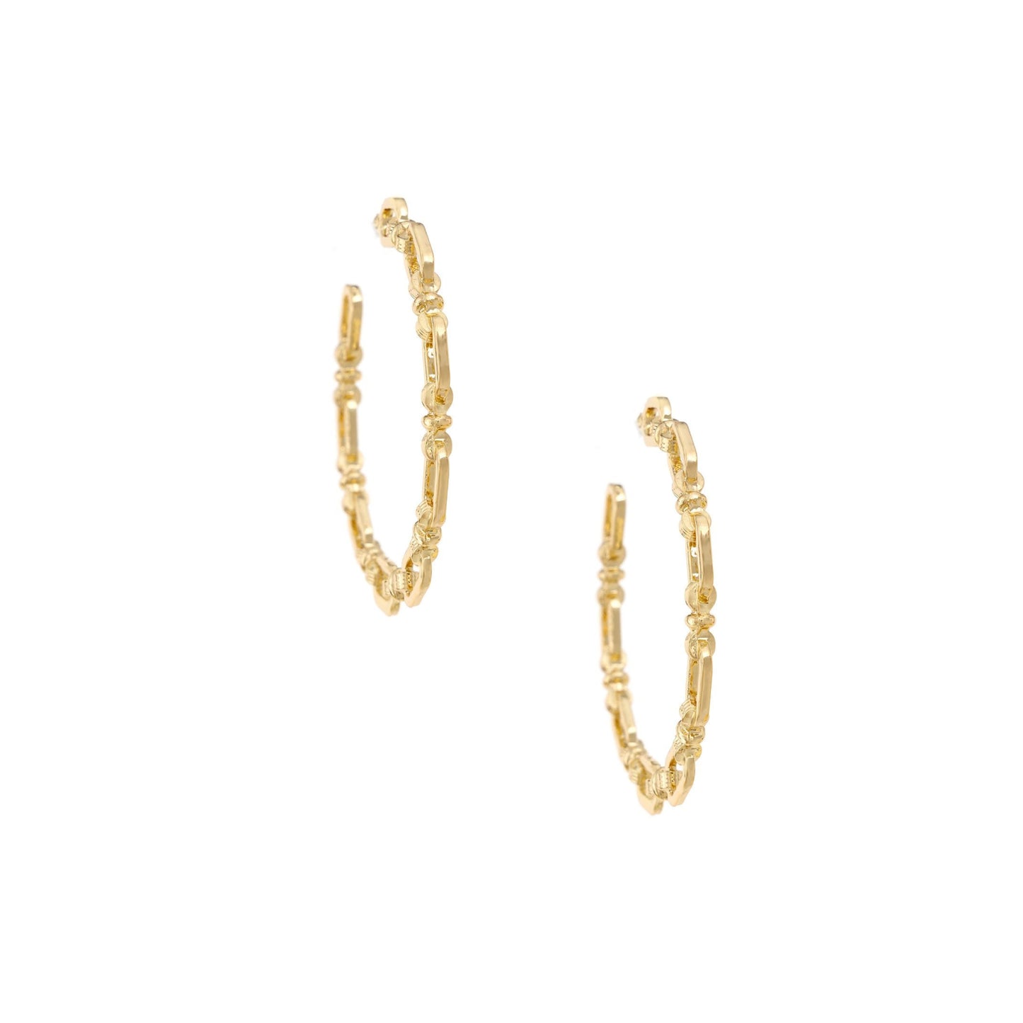 Ettika Women's Geometry 18k Gold Plated Hoop Earrings