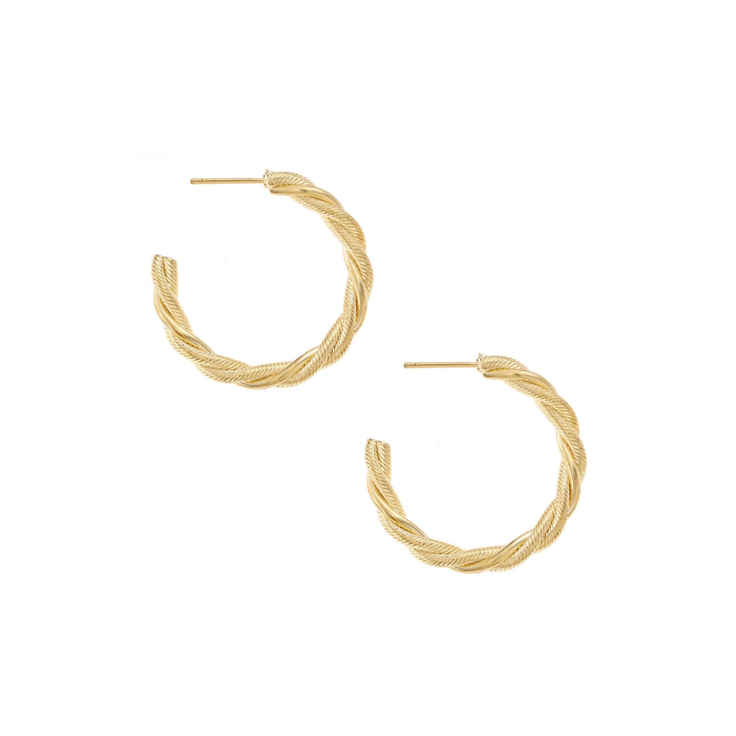 Pendientes de aro chapados en oro de 18 k Spun Strands para mujer de Ettika