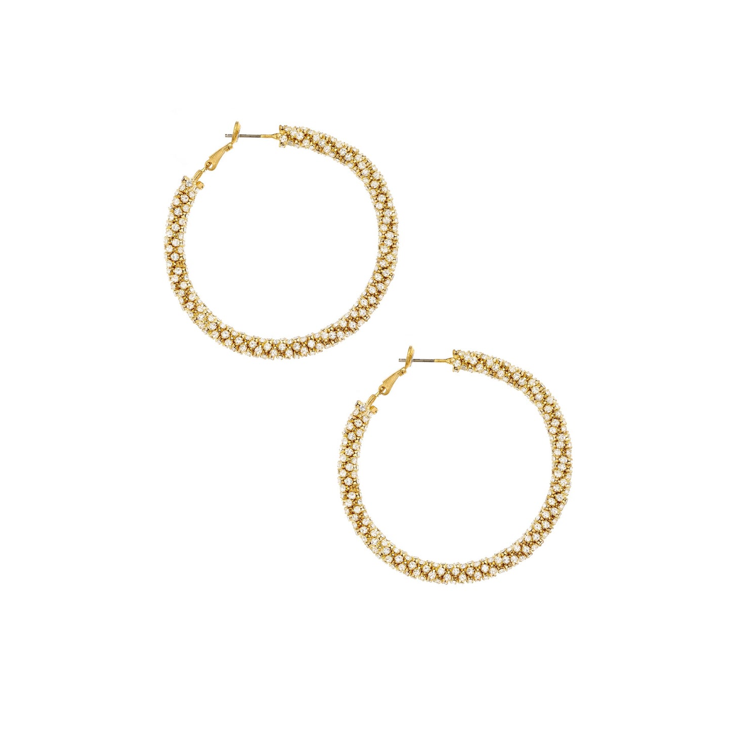 Ettika Women's Rope Chain Crystal 18k Gold Plated Hoop Earrings