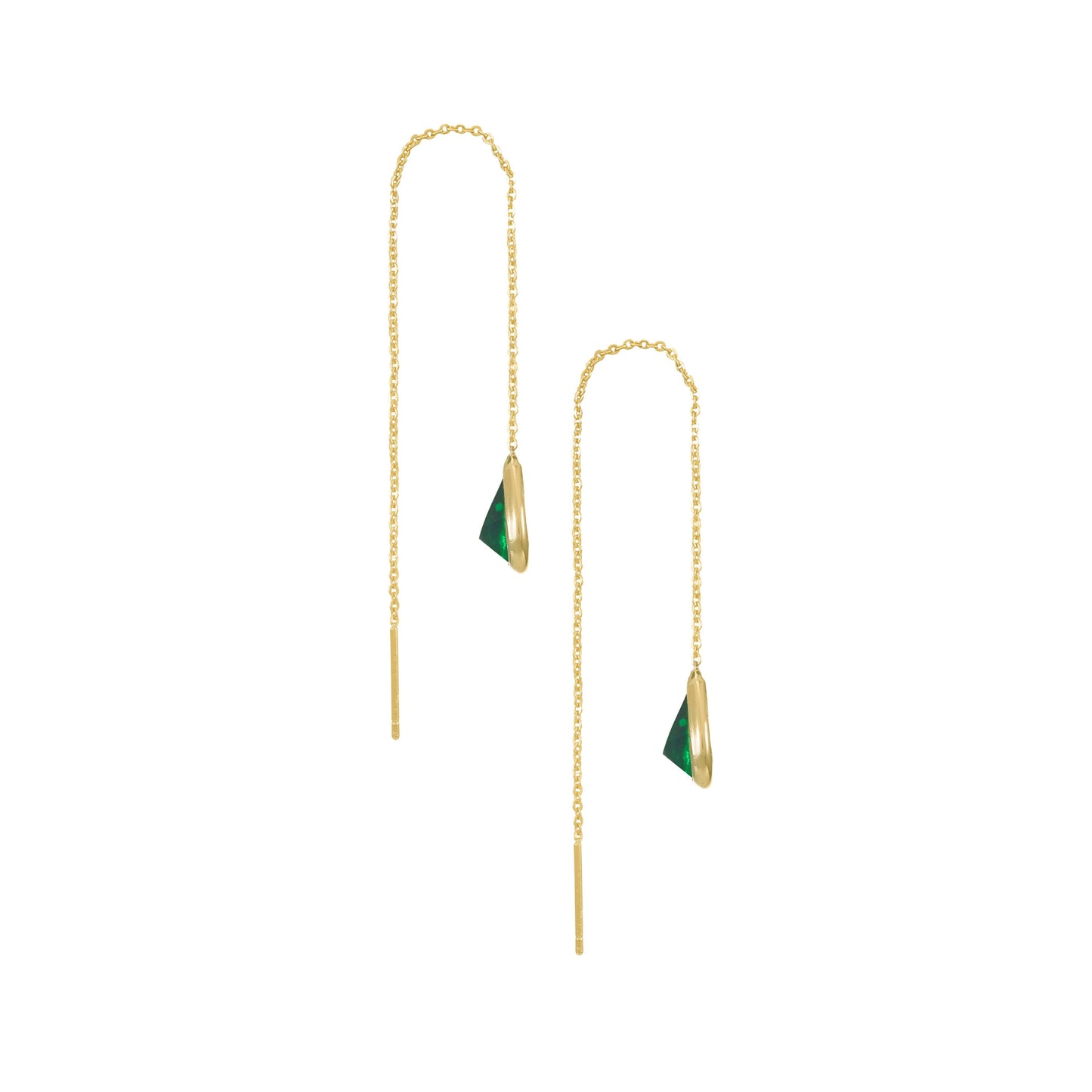 Ettika Women's Barely Three Chain and Emerald Crystal with 18k Gold Plated Dangle Earrings