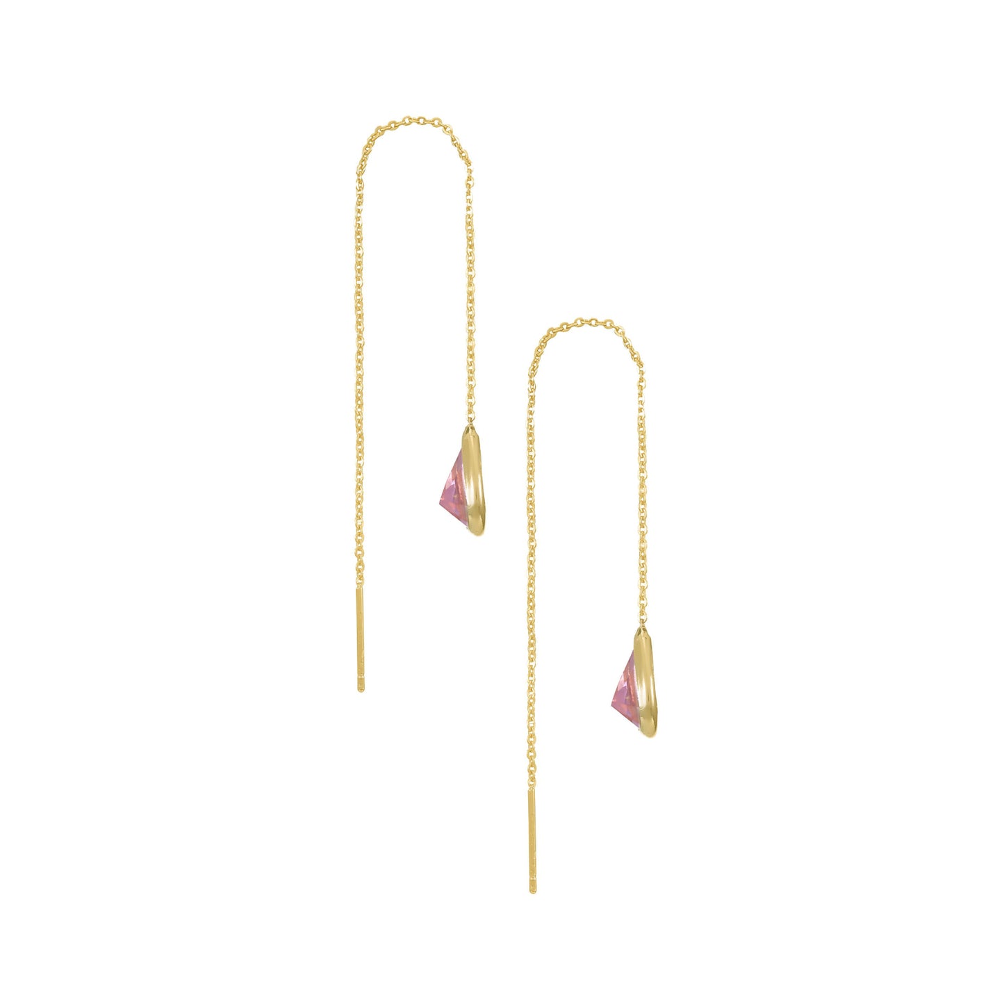 Ettika Women's Barely Three Chain and Light Pink Crystal with 18k Gold Plated Dangle Earrings