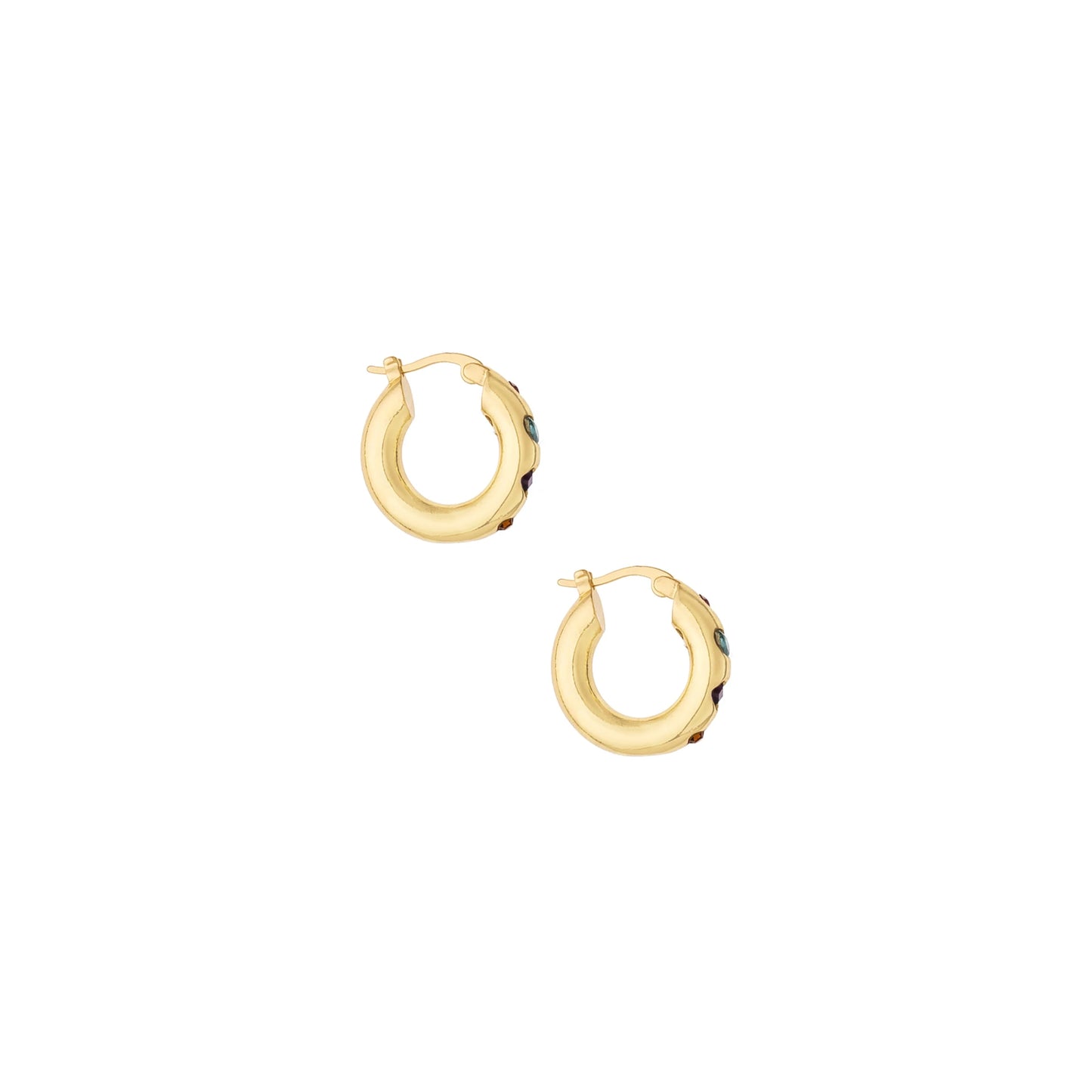 Ettika Women's Rainbow Crystal 18k Gold Plated Hoop Earrings