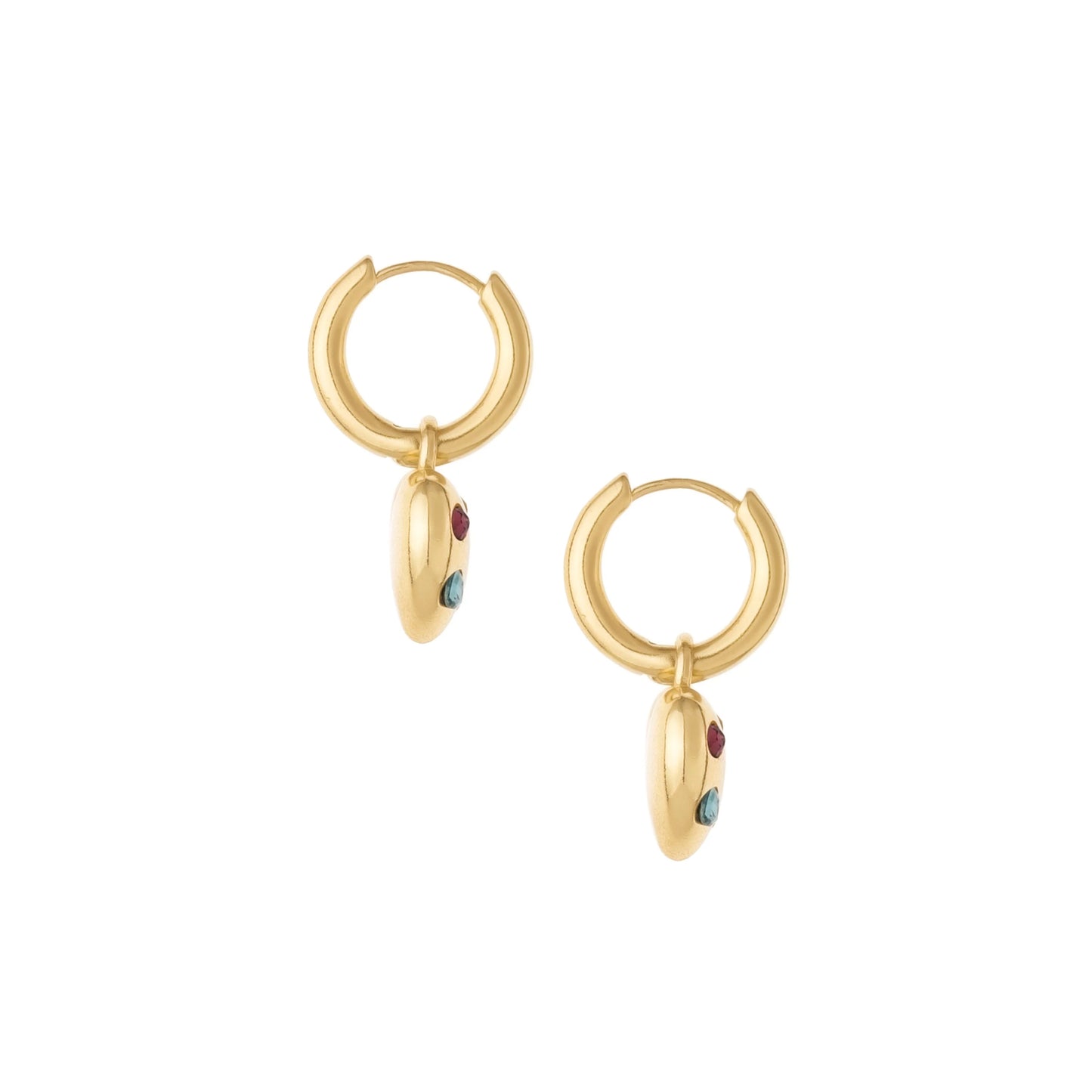 Ettika Women's Rainbow Crystal 18k Gold Heart Dangle Earrings