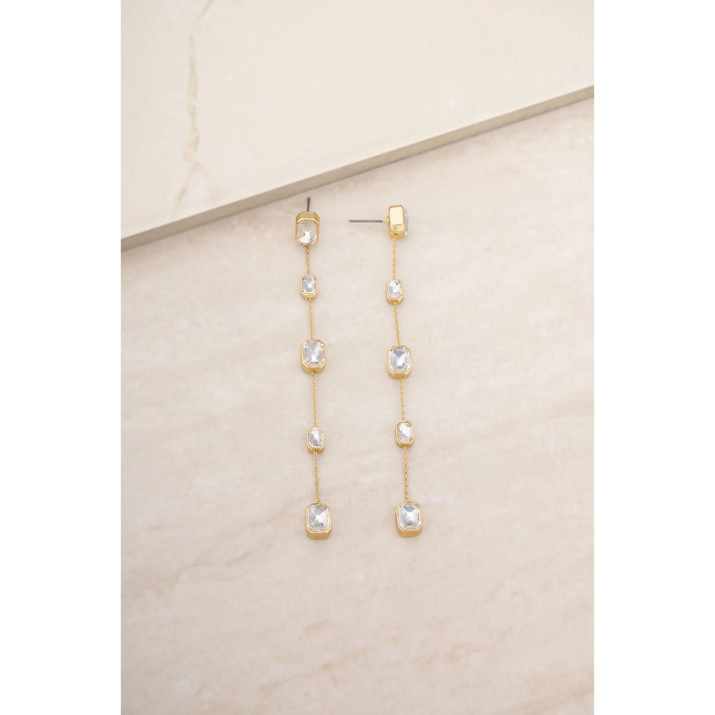 Ettika Iconic Clear Crystal Women's 18k Gold Plated Dangle Earrings