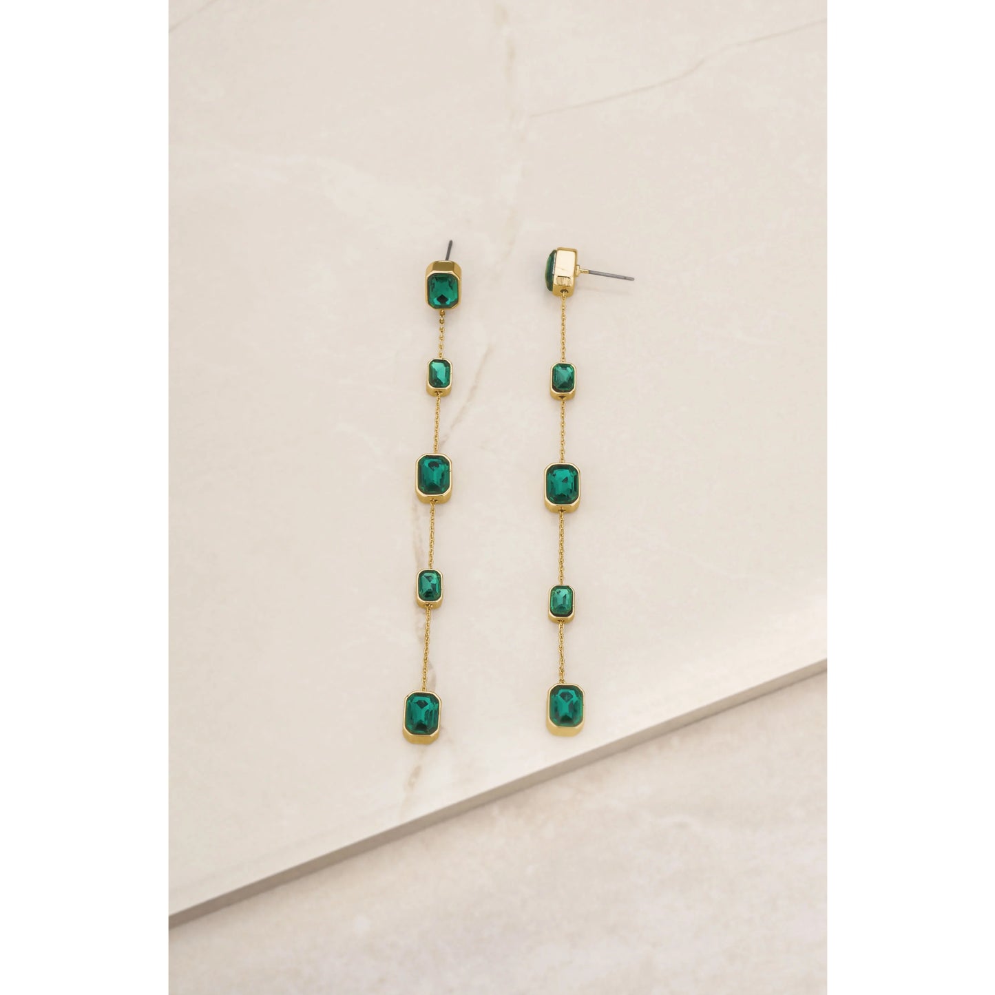 Ettika Iconic Emerald Crystal Women's 18k Gold Plated Dangle Earrings