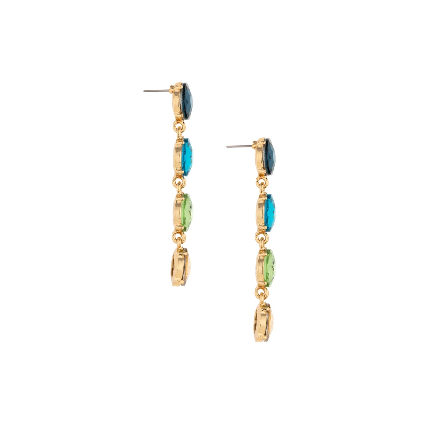 Pendientes de mujer bañados en oro de 18 k con cristales mixtos azules de Ettika Four The Money