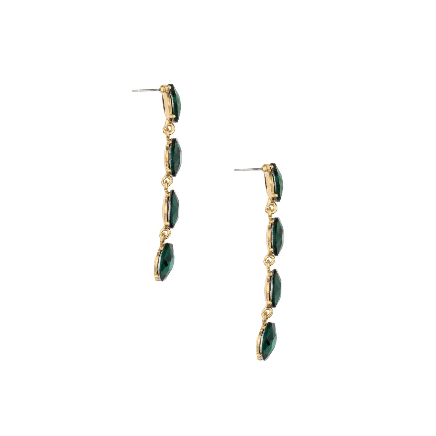 Ettika Four The Money Emerald Crystal Women's 18k Gold Plated Earrings