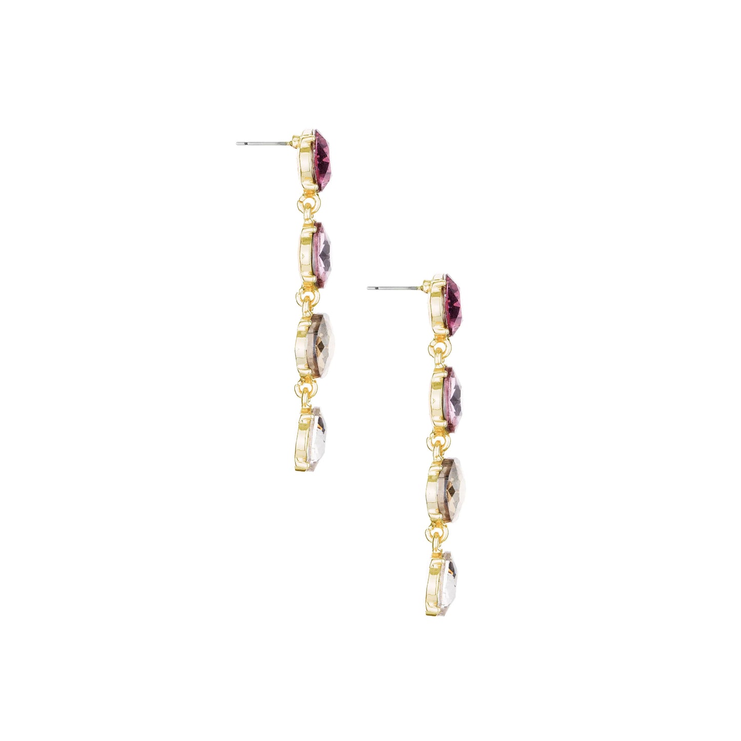 Pendientes chapados en oro de 18 k para mujer con cristales mixtos rosados ​​de Ettika Four The Money