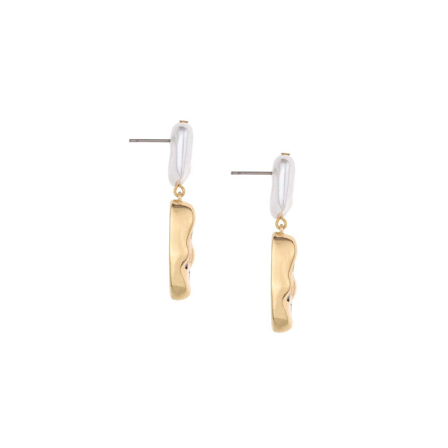 Pendientes chapados en oro de 18 k para mujer con pepitas de cristal y perlas de arcoíris de Ettika