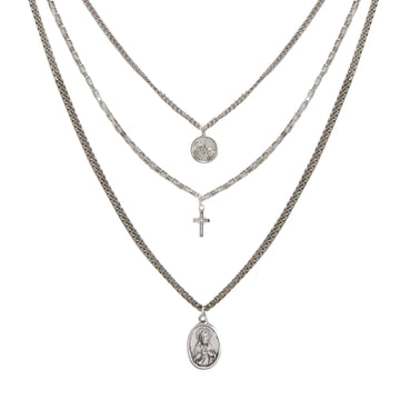 Mr. Ettika Triple Layered Chain Necklace in Metal