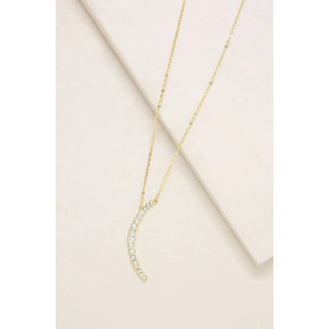 Ettika Waning Crystal Crescent Moon Necklace in 18K Gold Plated over Metal