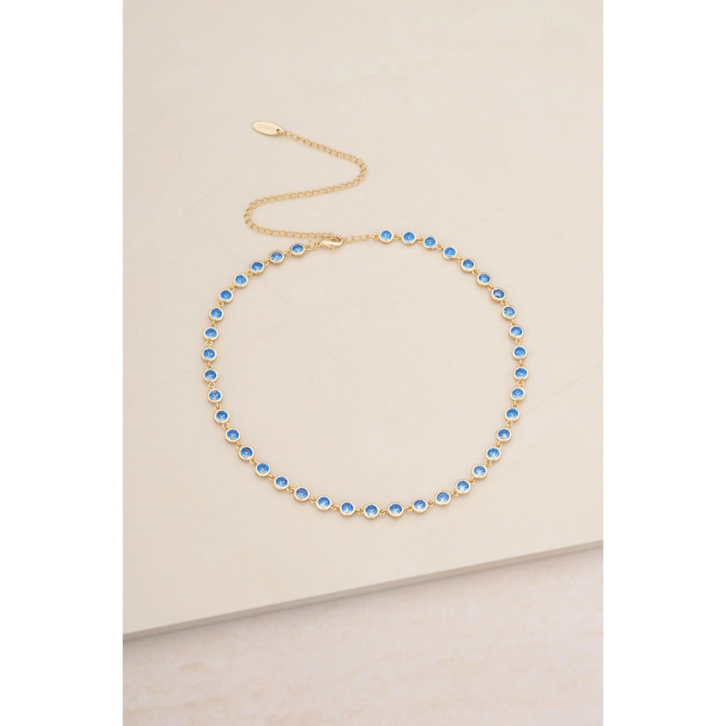 Ettika Aqua Crystal Disc 18k Gold Plated Link Necklace