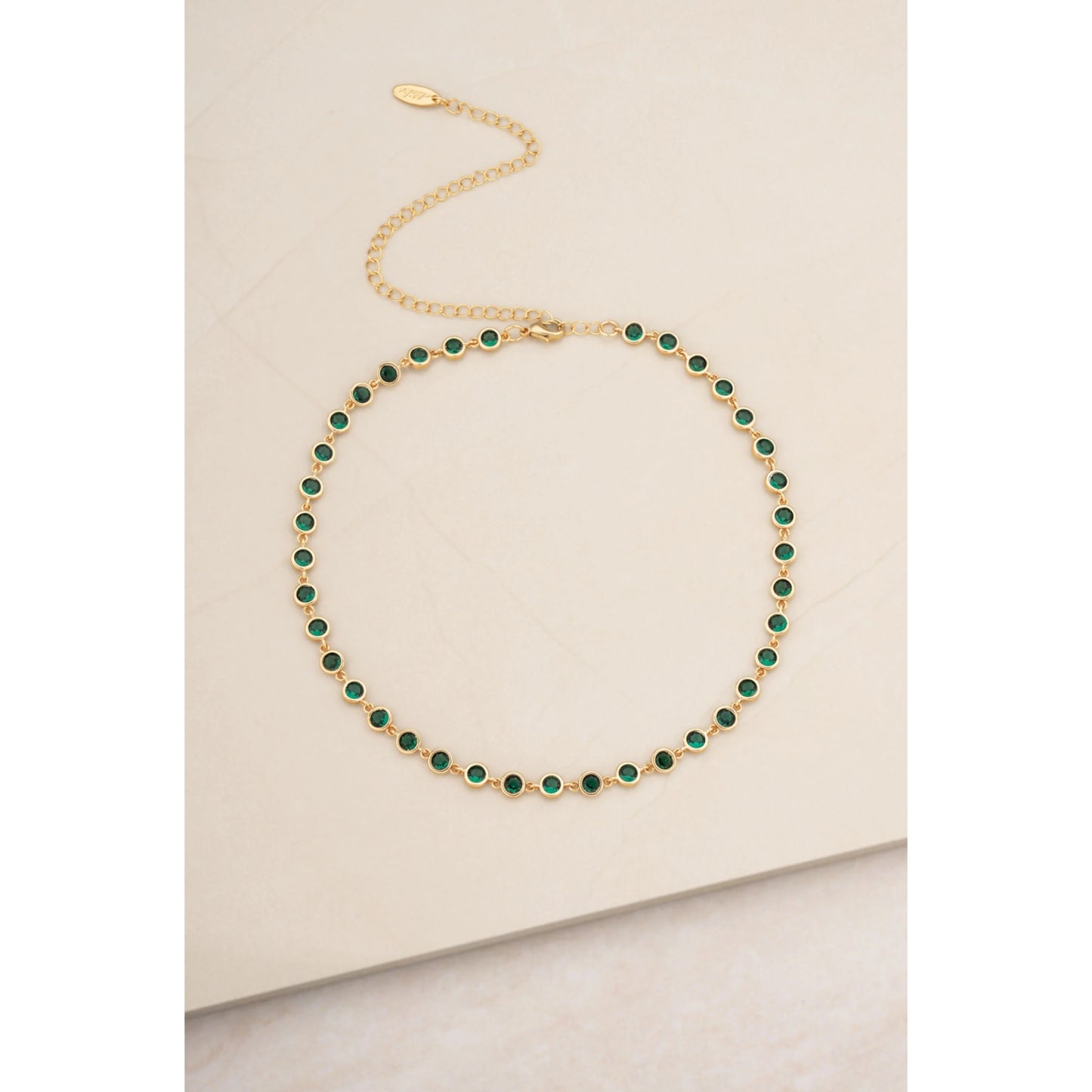 Ettika Emerald Crystal Disc 18k Gold Plated Link Necklace