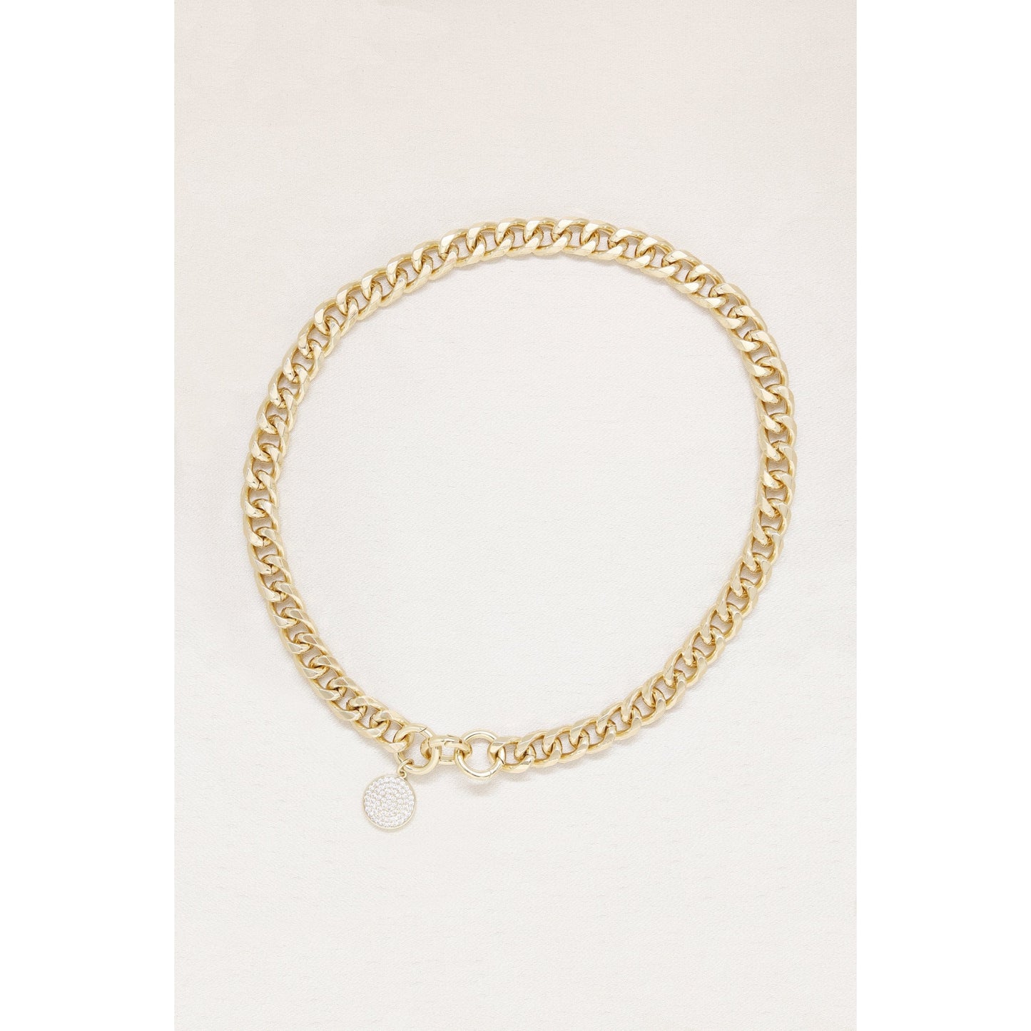 Ettika Crystal Disc Charm 18k Gold Plated Chain Necklace