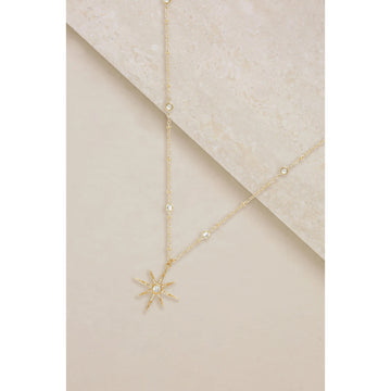 Ettika Starburst Pendant Necklace in 18K Gold Plated over Metal