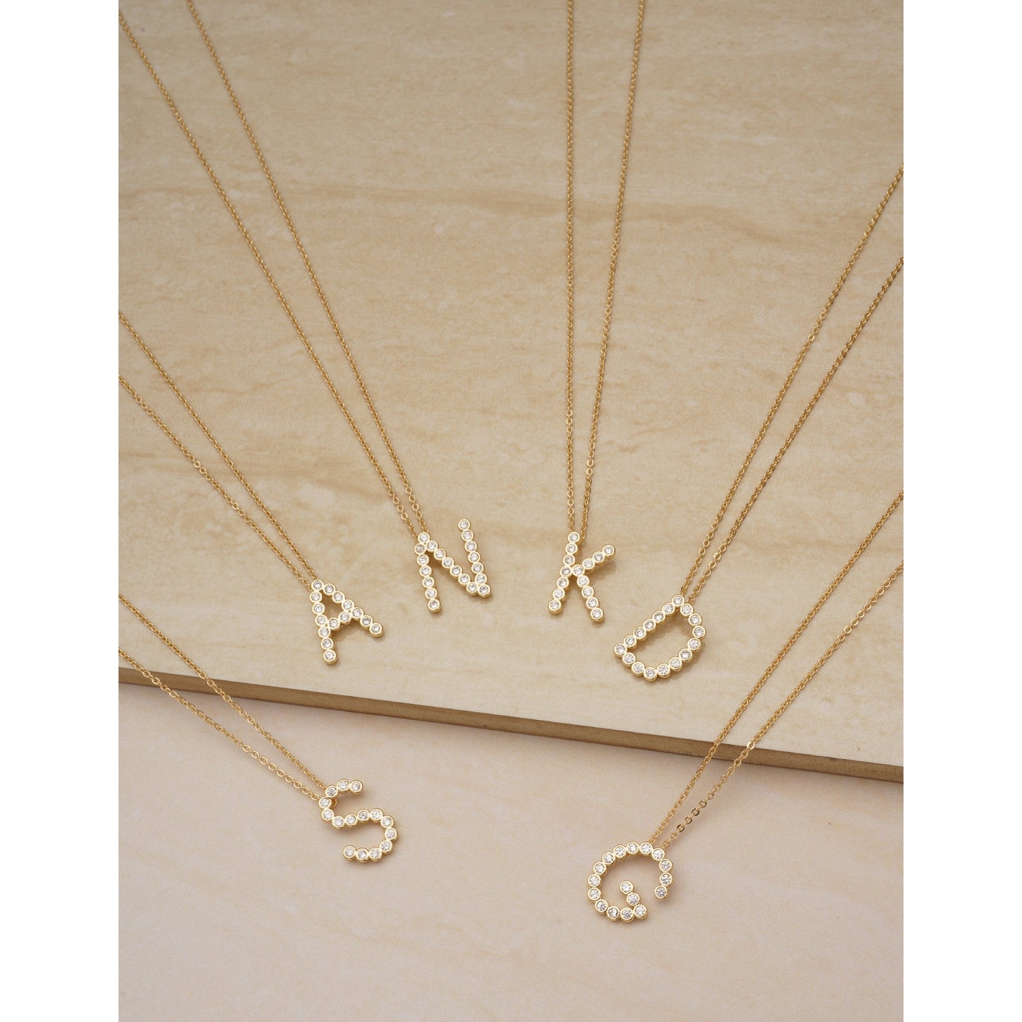 Ettika 16.5" Simple Crystal Initial "G" Pendant Necklace in 18k Gold Plate Over Brass and Steel