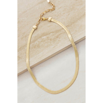 Ettika 15.5" Brooklyn Flat Necklace in 18K Gold Plated Over Brass and Steel