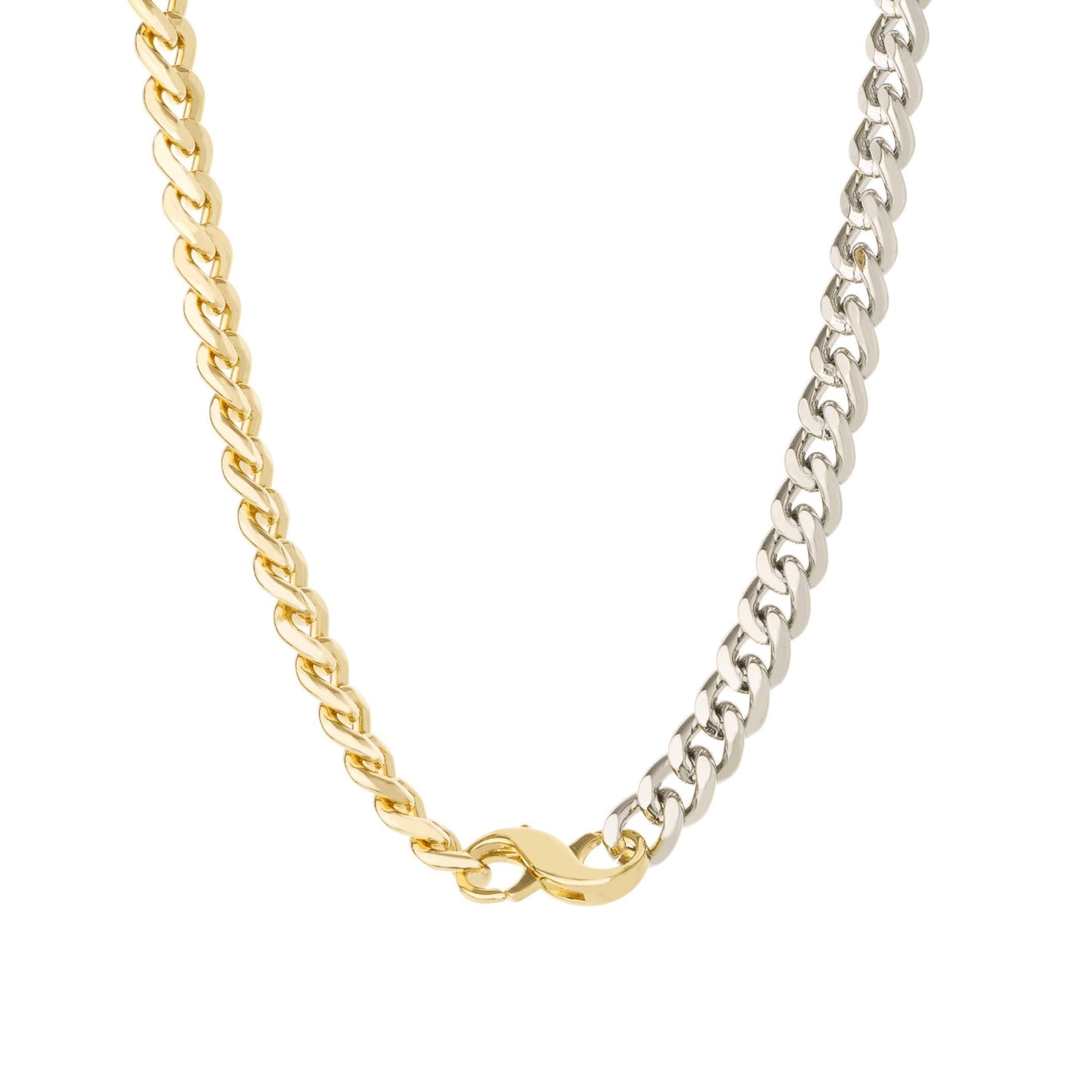 Ettika 17" Mixed Metal Chain Link Necklace in 18k Gold and Rhodium Over Steel