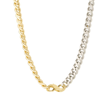 Ettika 17" Mixed Metal Chain Link Necklace in 18K Gold and Rhodium Over Steel
