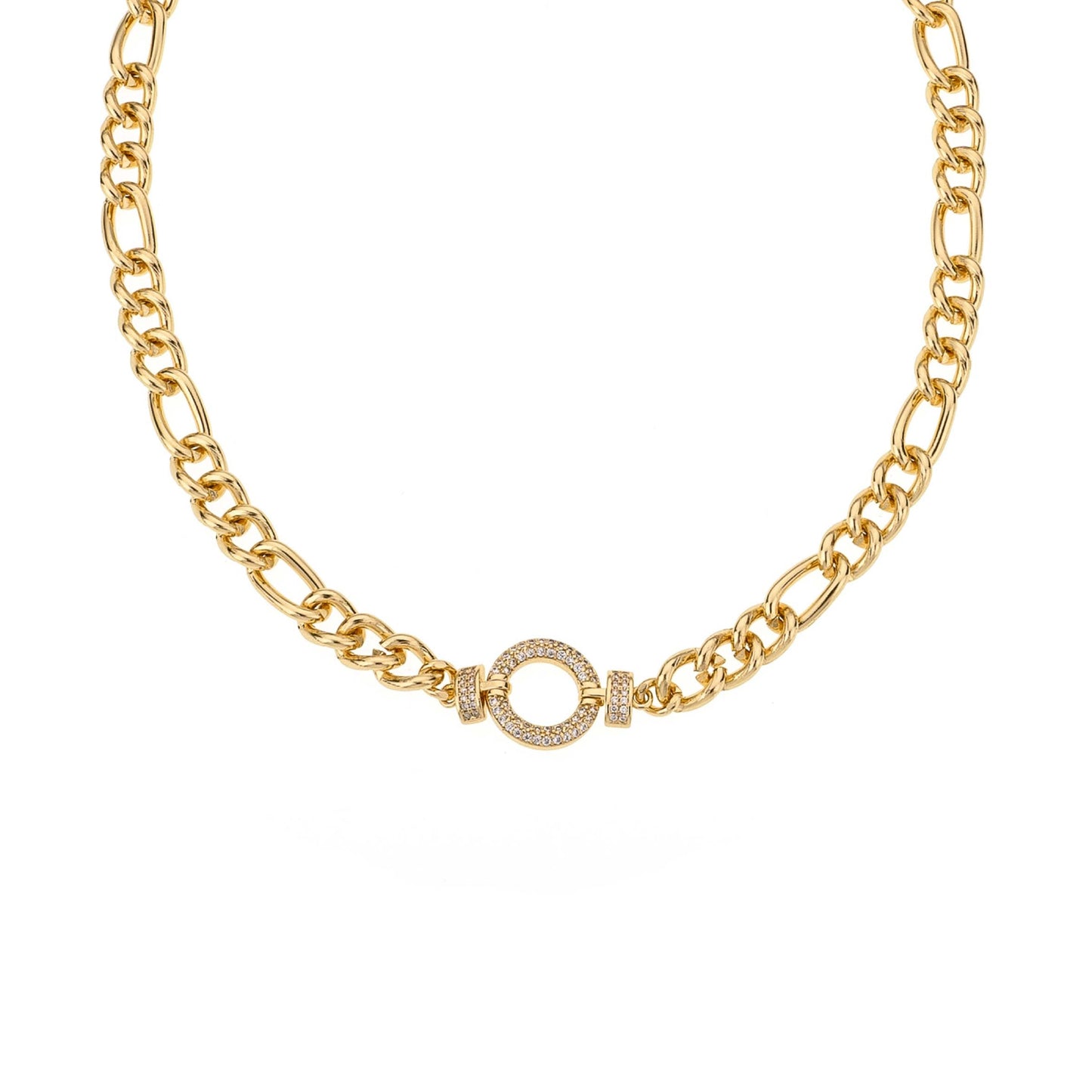 Collar de círculo de cristal de eternidad de 15,5" de Ettika en baño de oro de 18 k sobre latón y acero