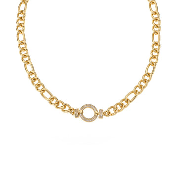 Ettika 15.5" Eternity Crystal Circle Necklace in 18K Gold Plated over Brass and Steel