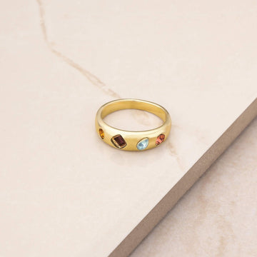 Ettika Women's Gold-Tone Lively Rainbow Crystal Ring in Metal