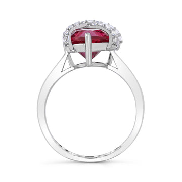 Sterling Silver Created Ruby and Created White Sapphire Ring - Size 7