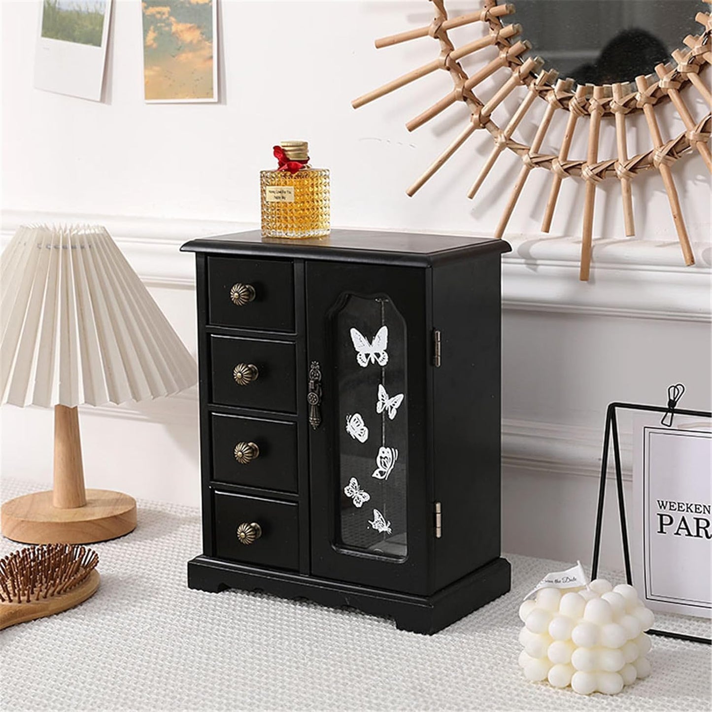 Ragazza Studio Butterfly Jewelry Organizer with Four Drawer- Black