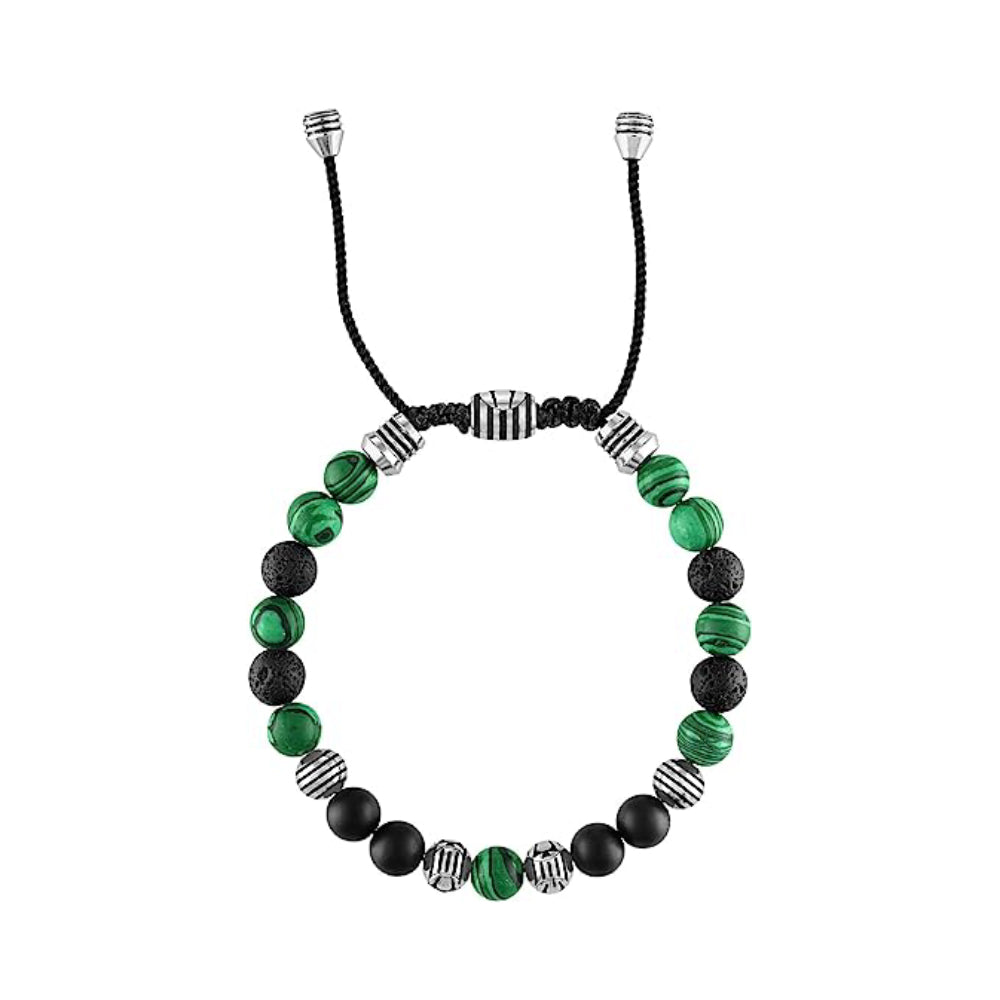 Bulova Men's Classic Malachite Beaded Bolo Bracelet