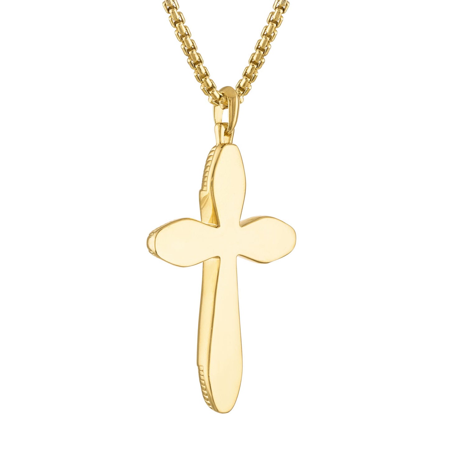 Bulova 26" Icon Agate Inlay Cross Pendant Necklace in 14k Gold Plating