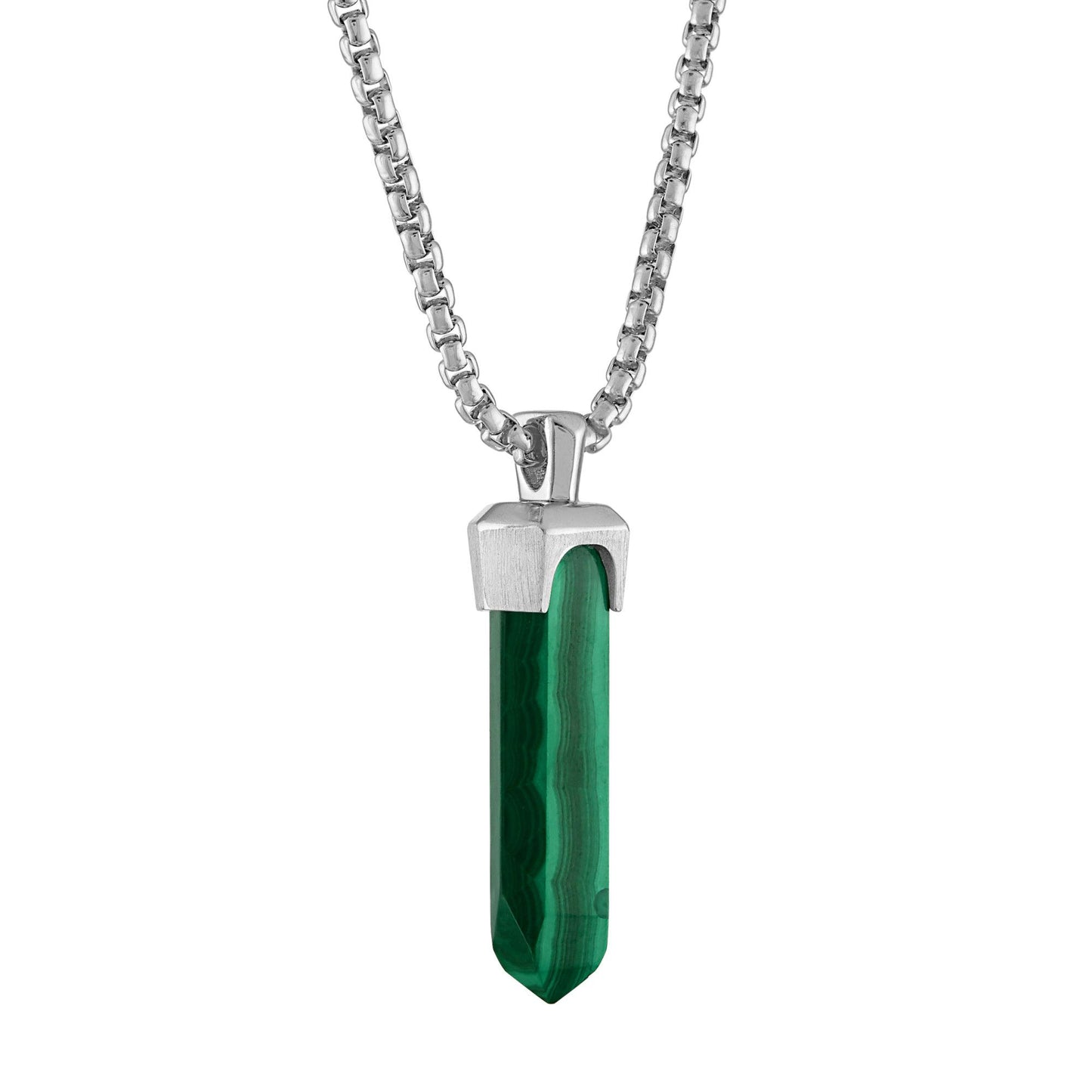 Bulova 26" Icon Malachite Pendant Necklace in Sterling Silver