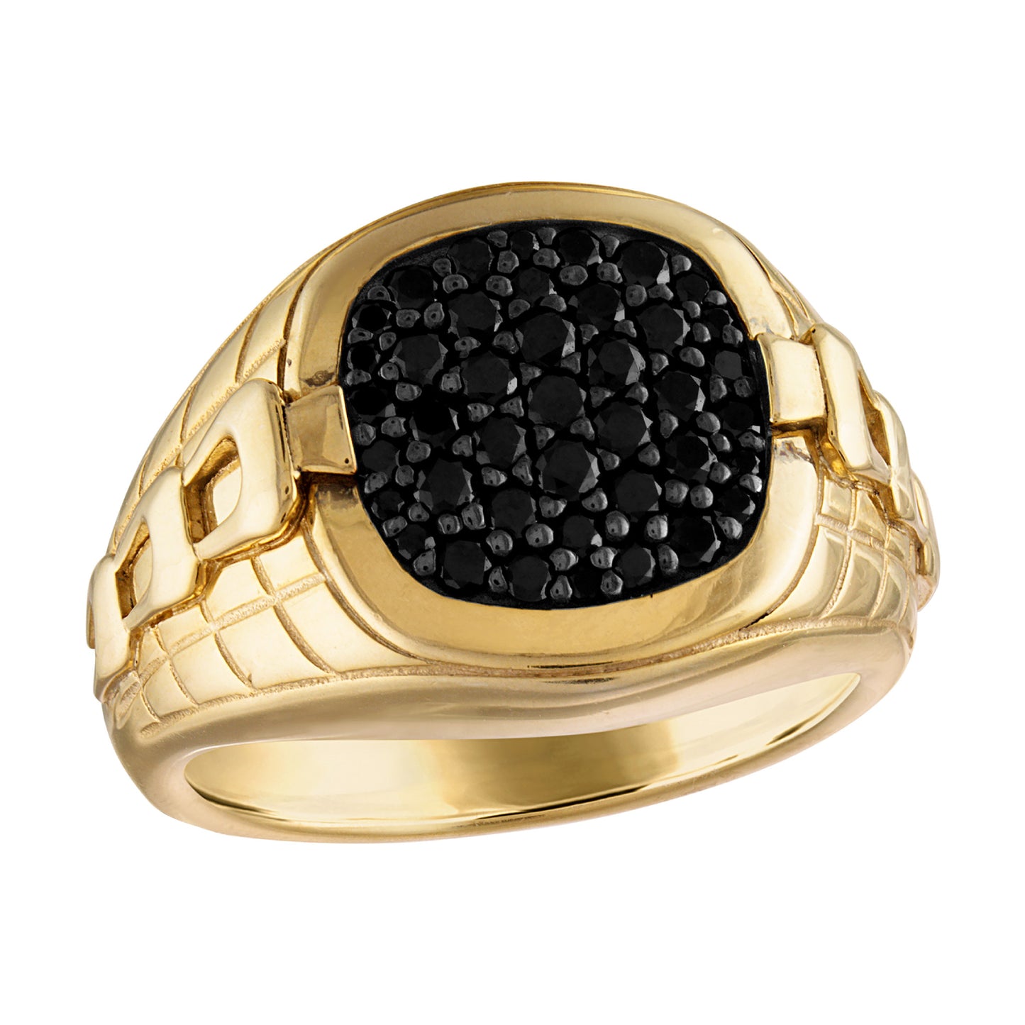 Anillo de diamantes negros Icon de 0,50 ct en total para hombre de Bulova con baño de oro de 14 k