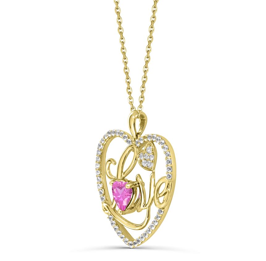 Affinity Designs 14K Yellow Plated 18' Cable Chain Radiant Love Pink Necklace