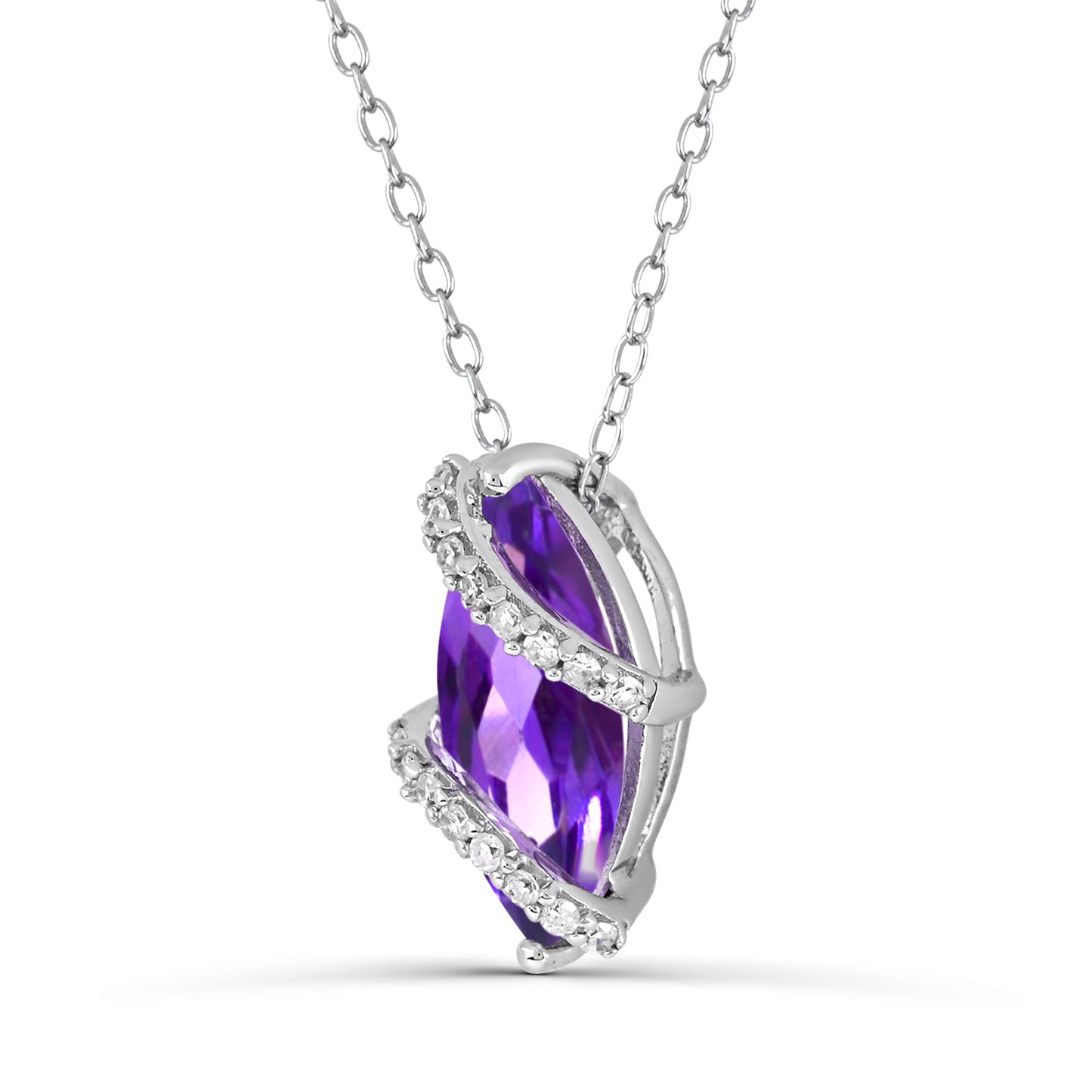 Sterling Silver Amethyst and White Topaz Necklace