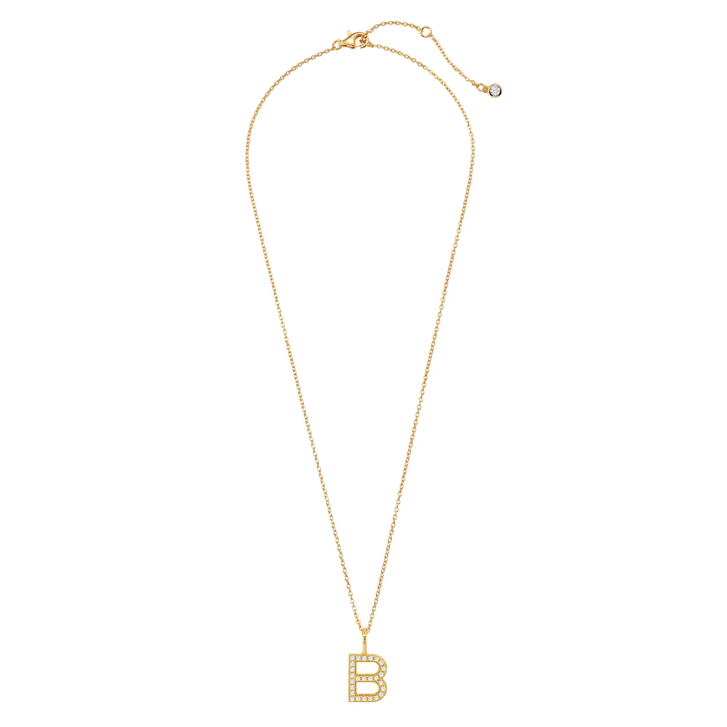 Crislu Letter "B" 18" 0.115 ct. Cubic Zirconia Initial Pendant Necklace in 18K Yellow Gold Plated 925 Sterling Silver