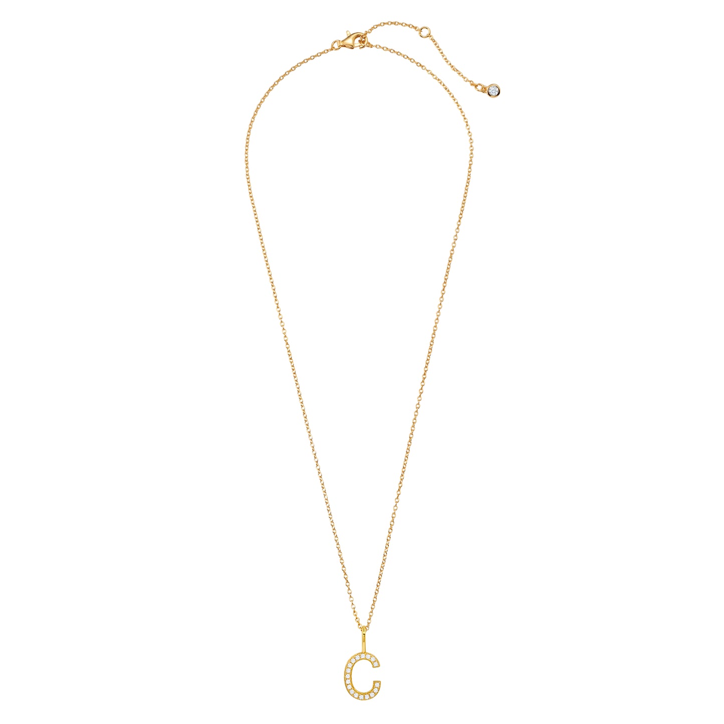 Crislu Letter "C" 18" 0.115 ct. Cubic Zirconia Initial Pendant Necklace in 18K Yellow Gold Plated 925 Sterling Silver