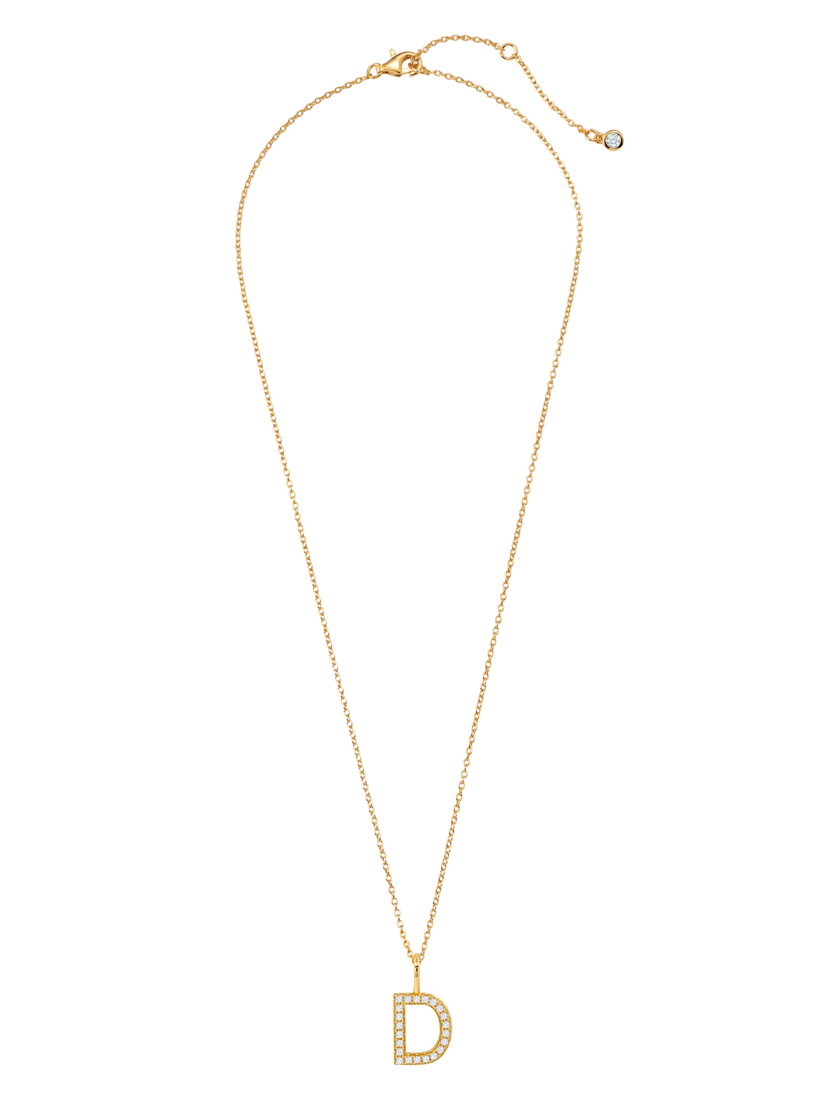 Crislu Letter "D" 18" 0.115 ct. Cubic Zirconia Initial Pendant Necklace in 18K Yellow Gold Plated 925 Sterling Silver