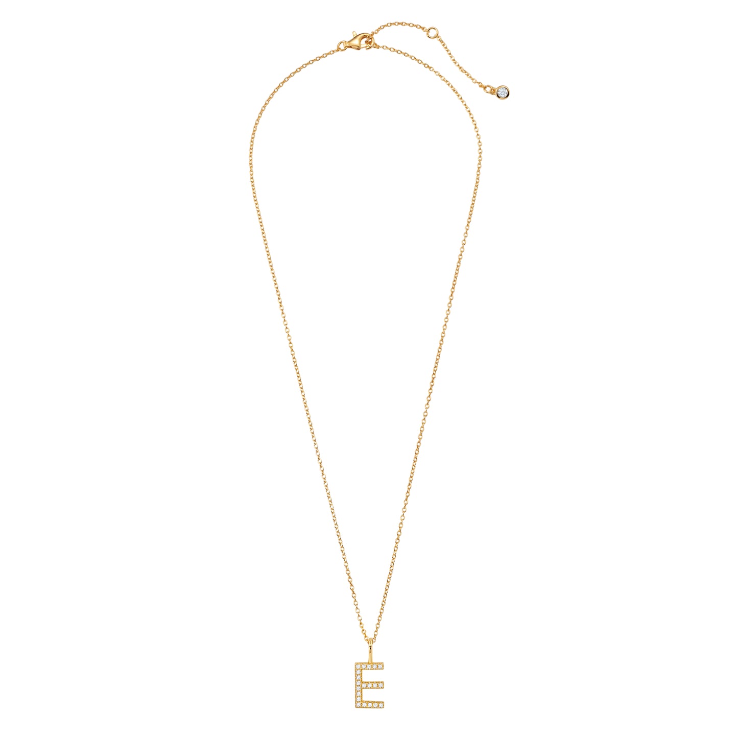 Crislu Letter "E" 18" 0.115 ct. Cubic Zirconia Initial Pendant Necklace in 18K Yellow Gold Plated 925 Sterling Silver