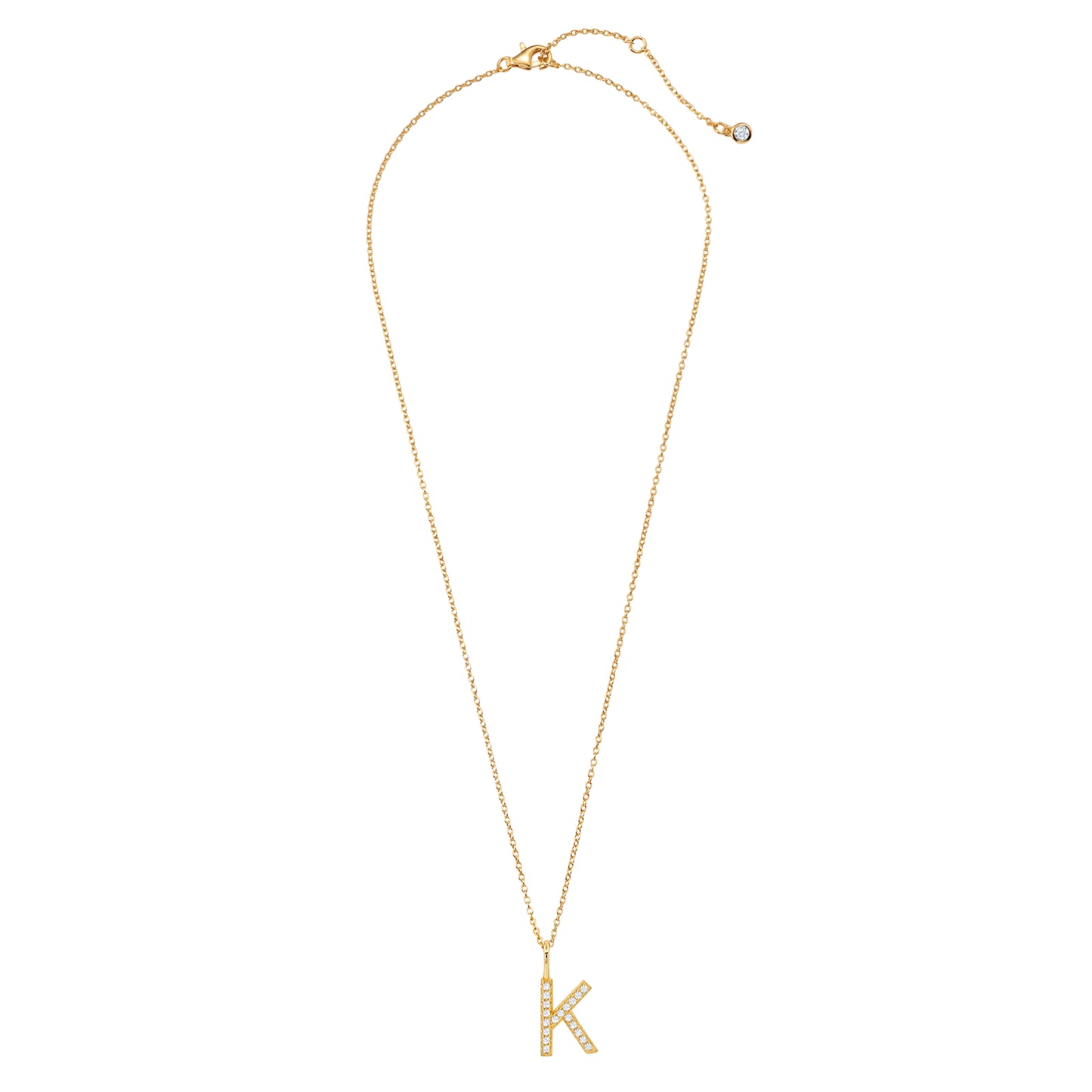 Crislu Letter "K" 18" 0.115 ct. Cubic Zirconia Initial Pendant Necklace in 18K Yellow Gold Plated 925 Sterling Silver