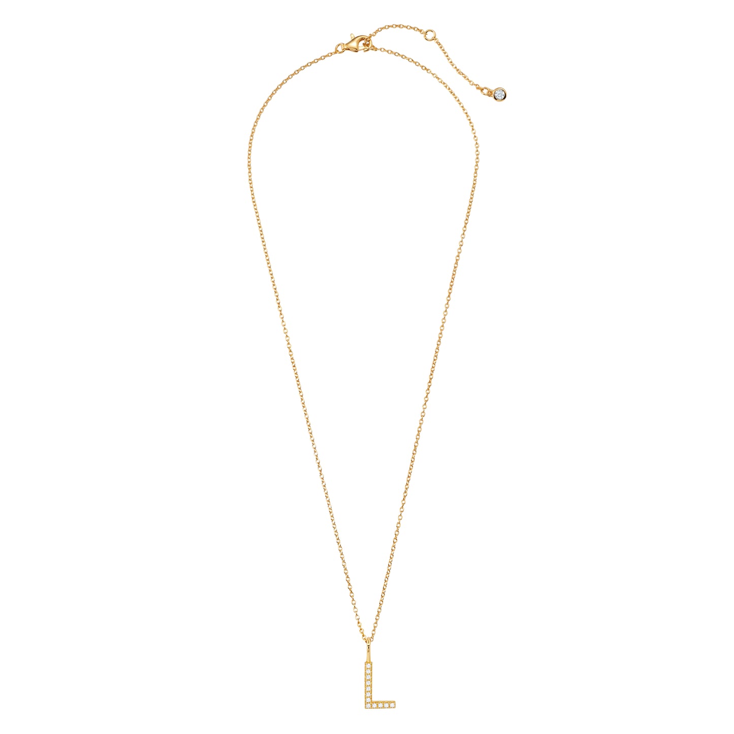 Crislu Letter "L" 18" 0.115 ct. Cubic Zirconia Initial Pendant Necklace in 18K Yellow Gold Plated 925 Sterling Silver