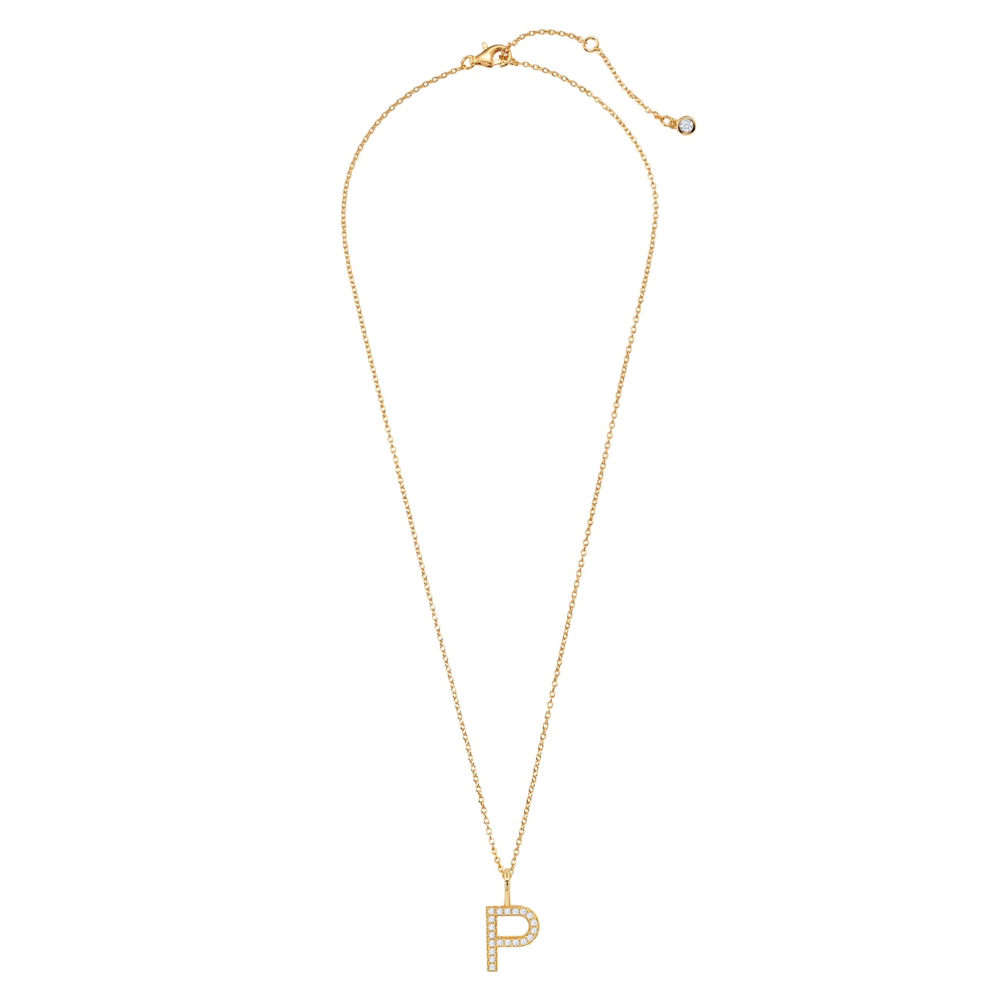 Crislu Letter "P" 18" 0.115 ct. Cubic Zirconia Initial Pendant Necklace in 18K Yellow Gold Plated 925 Sterling Silver