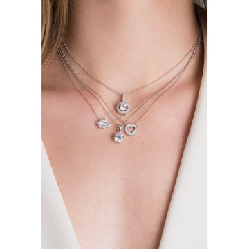 Collar con colgante de corte brillante real para mujer de Crislu en plata de ley 925 bañada en platino puro