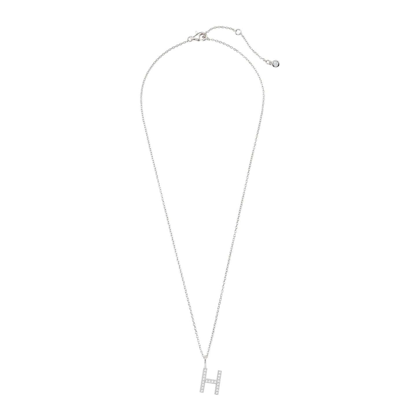 Crislu Letter "H" 18" 0.115 ct. Cubic Zirconia Initial Pendant Necklace in Pure Platinum Plated 925 Sterling Silver