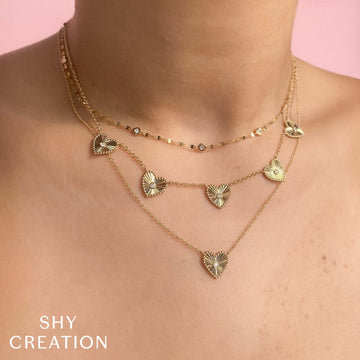 Collar con bisel de diamantes en forma de corazón de 0,02 ct para mujer de Shy Creation Kate en oro amarillo de 14 quilates