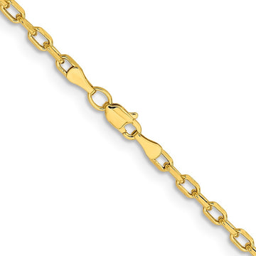Quality Gold Women's 18" 3mm Semi-Solid Diamond-Cut Open Link Cable Chain Necklace in 14K Yellow Gold