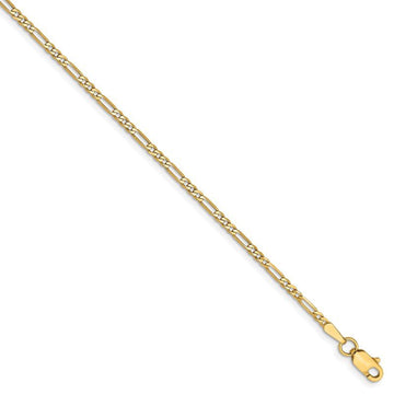 Collar de cadena Figaro plana de 14" y 1,8 mm para mujer en oro amarillo de 14 quilates