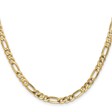 Cadena Figaro plana de oro de calidad para mujer de 22" x 4,75 mm con cierre de langosta en oro amarillo de 14 quilates