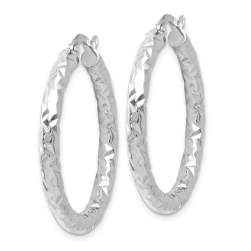 Leslie's ForeverLite Women's Textured Hoop Earrings in 14K White Gold