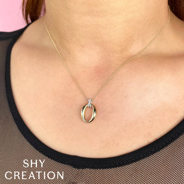 Collar ovalado de diamantes de 0,04 ct. para mujer de Shy Creation Kate en oro de dos tonos de 14 quilates